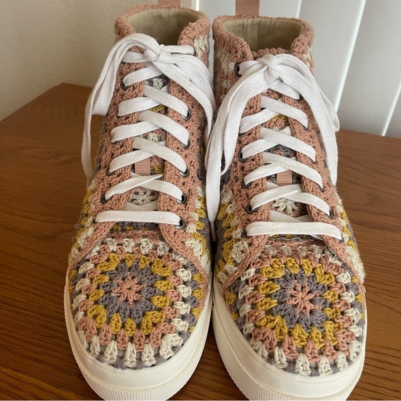 Lucky Brand Curla High Top Platform Crochet Sneakers Size 8 - Picture 7 of 16